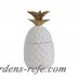 Beachcrest Home Gremillion White and Gold Ceramic Pineapple Jar BCMH4786